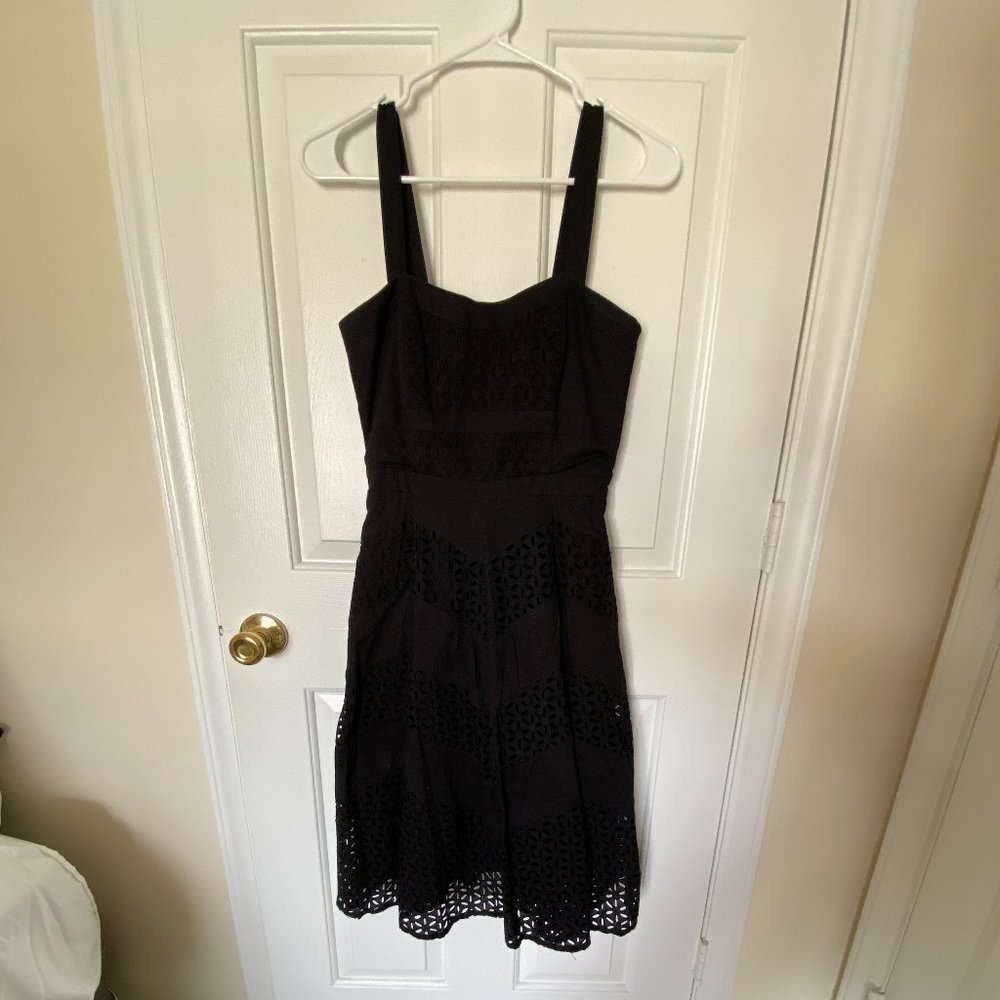 White House Black Market Flare Black Dress Size 2